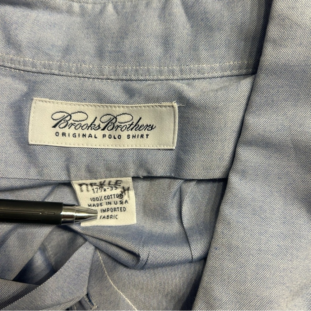 Brooks Brothers Blue Original Polo Shirt, Size 17.5-33, Button Down Collar - Picture 6 of 7